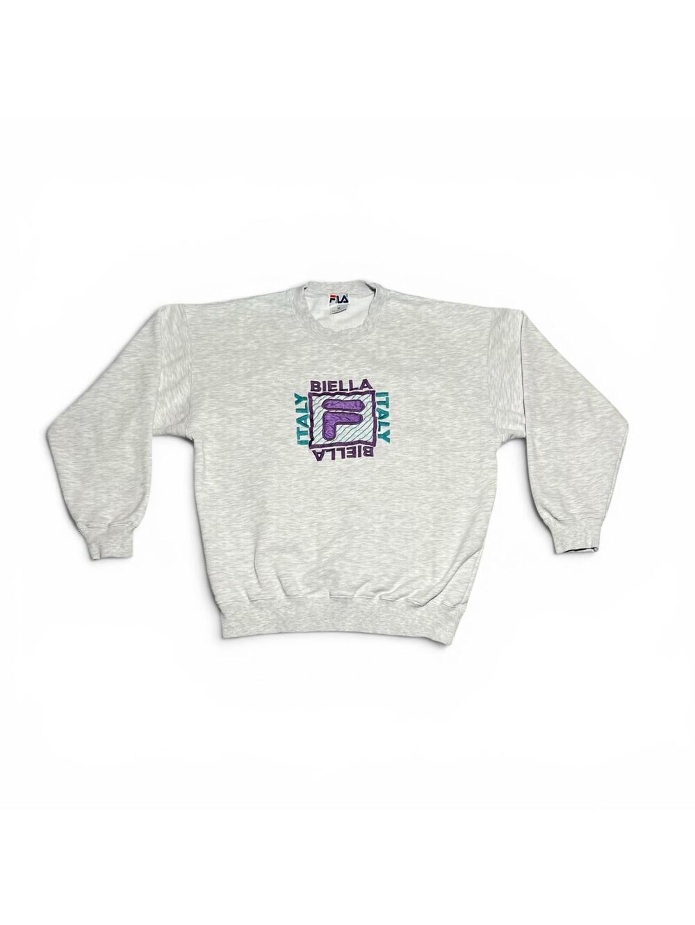 Vintage 90s FILA Biella Italy Embroidered Crewneck Sweatshirt M